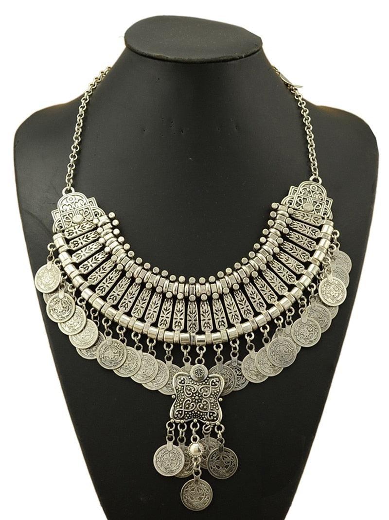 Bohemian Silver Fringe Statement Necklace Necklaces - The Burner Shop