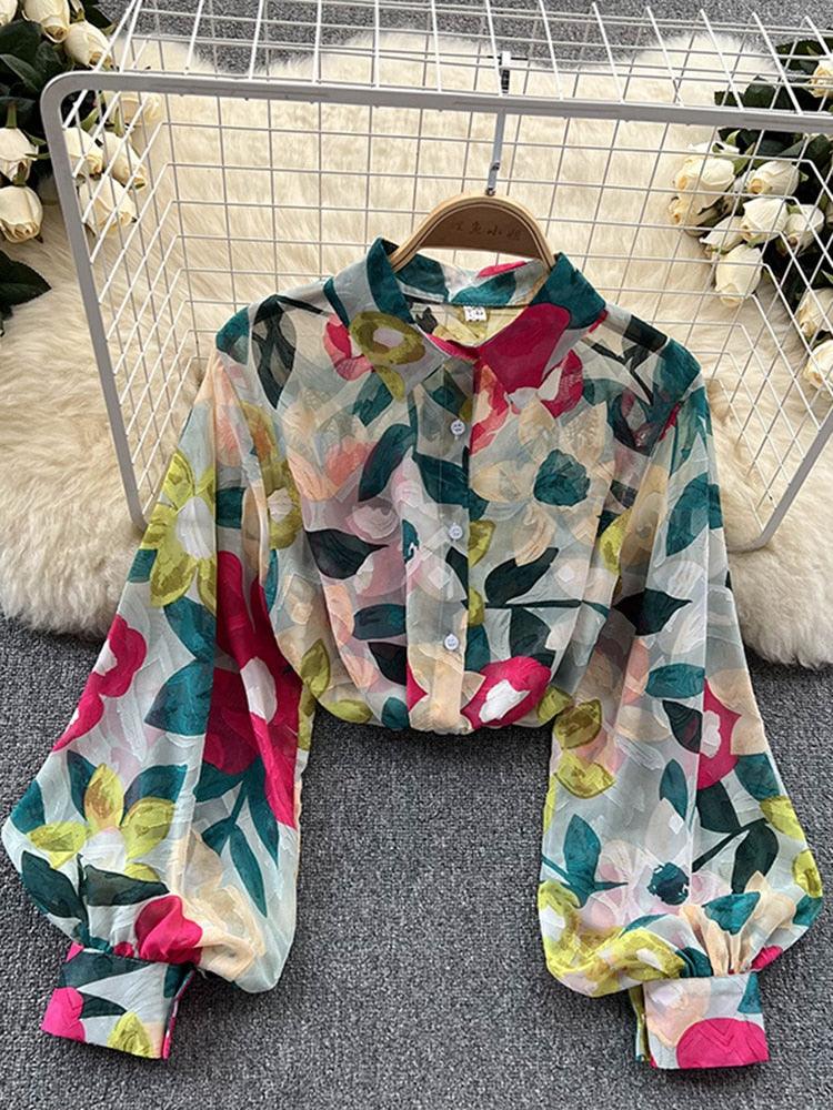 Boho Chiffon Floral Blouse Tops - The Burner Shop