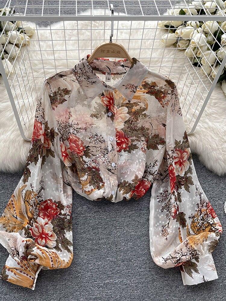 Boho Chiffon Floral Blouse Tops - The Burner Shop