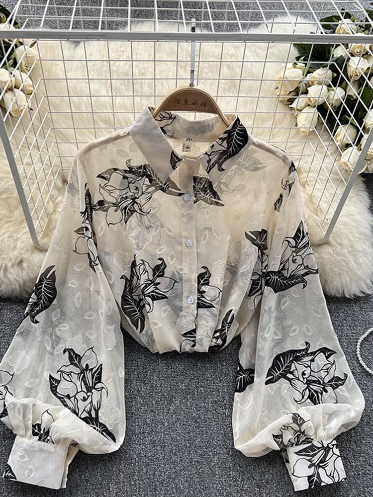 Boho Chiffon Floral Blouse Tops - The Burner Shop