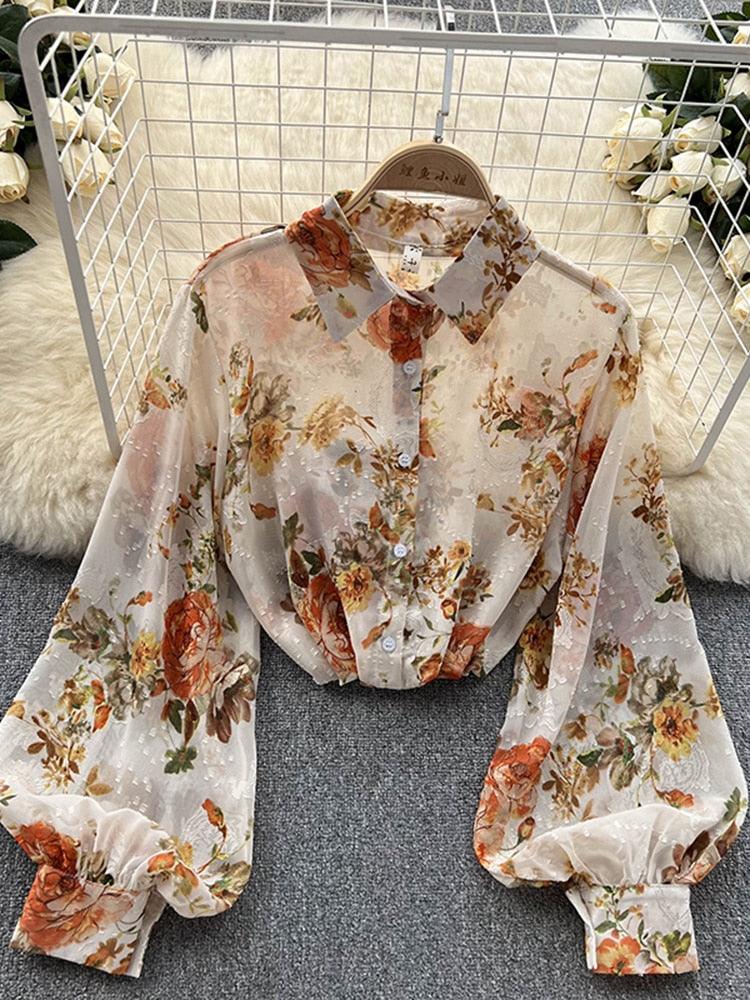 Boho Chiffon Floral Blouse Tops - The Burner Shop