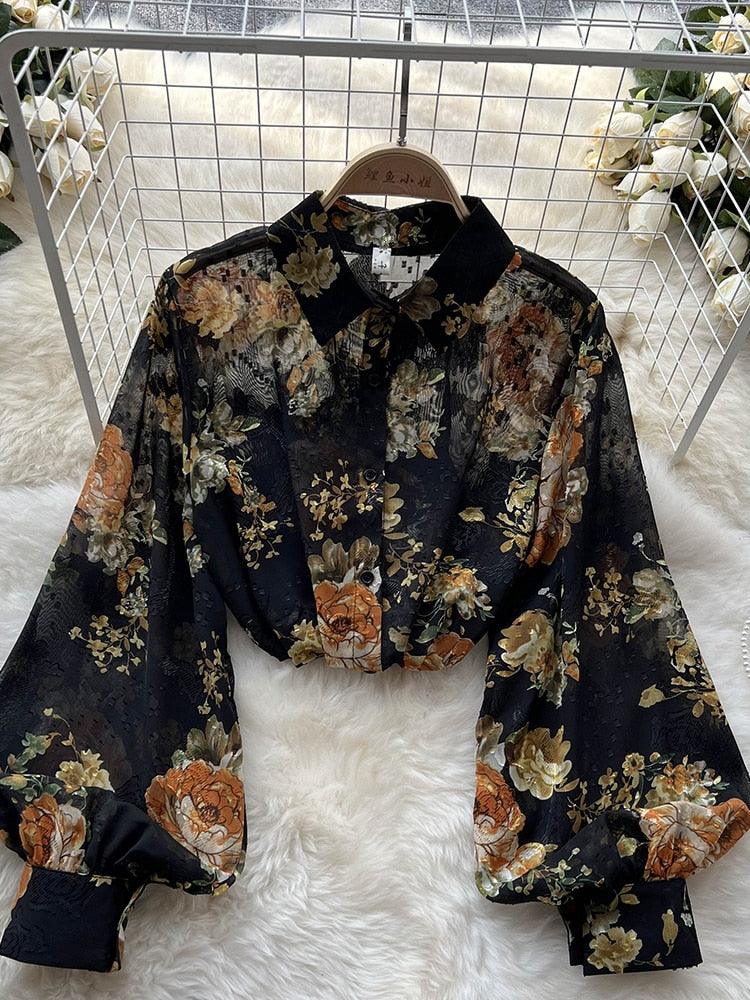 Boho Chiffon Floral Blouse Tops - The Burner Shop