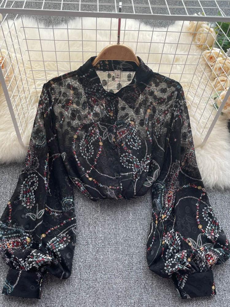 Boho Chiffon Floral Blouse Tops - The Burner Shop