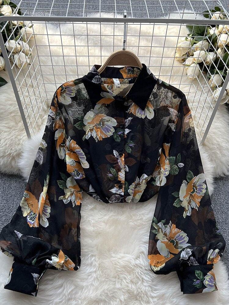Boho Chiffon Floral Blouse Tops - The Burner Shop