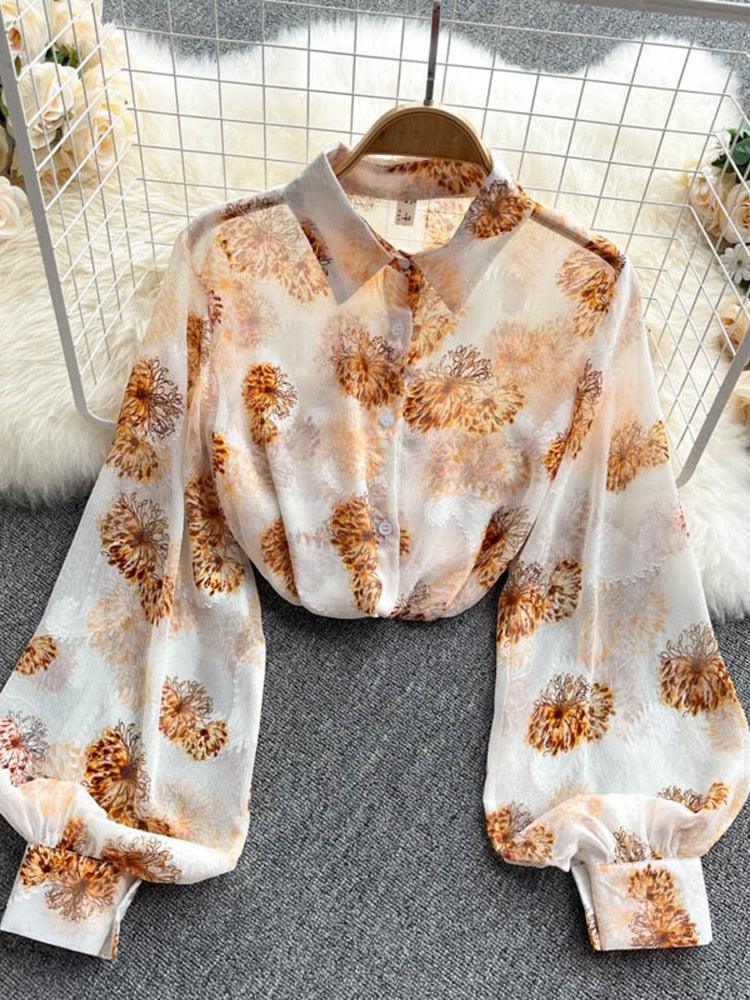 Boho Chiffon Floral Blouse Tops - The Burner Shop
