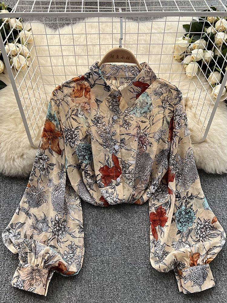 Boho Chiffon Floral Blouse Tops - The Burner Shop