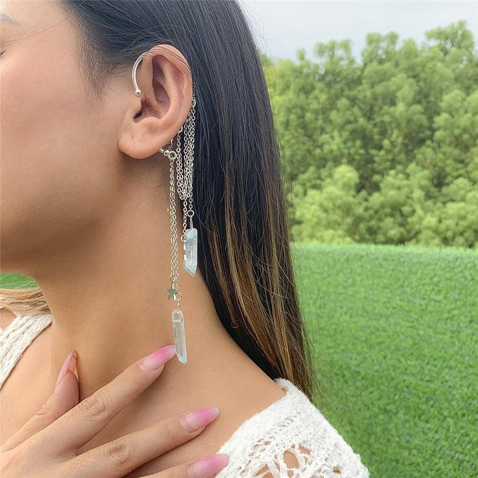 Boho Crystal Tassel Ear Cuff Ear Cuff - The Burner Shop