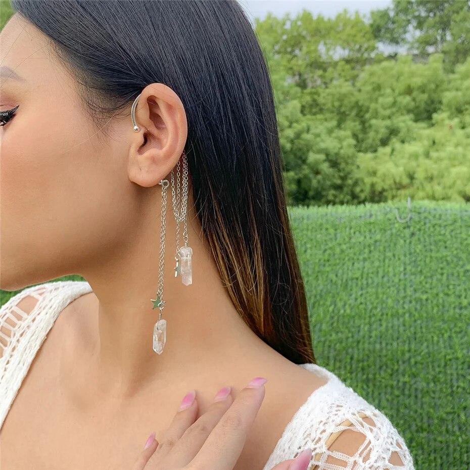 Boho Crystal Tassel Ear Cuff Ear Cuff - The Burner Shop