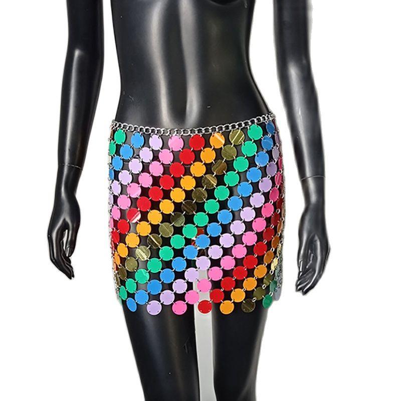 Colorful Sequins Mini Skirts Skirts - The Burner Shop