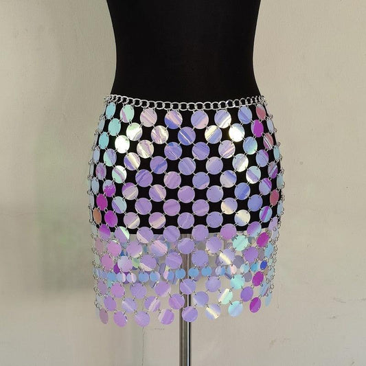 Colorful Sequins Mini Skirts Skirts - The Burner Shop