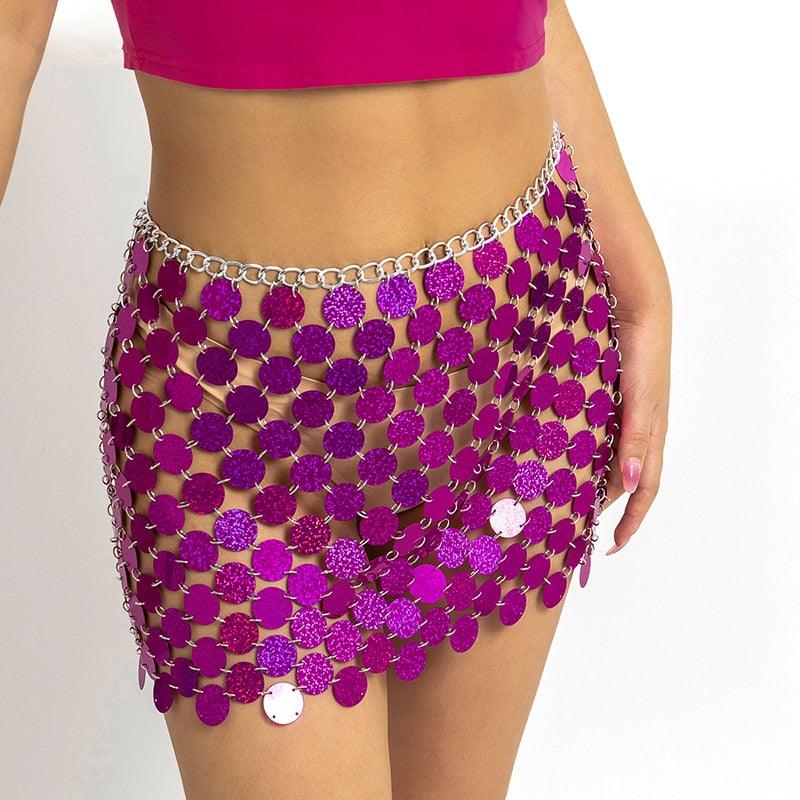 Colorful Sequins Mini Skirts Skirts - The Burner Shop