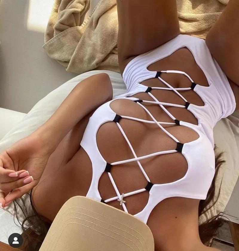 Front Strappy Sexy Bodysuit Bodysuits - The Burner Shop