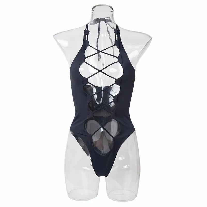 Front Strappy Sexy Bodysuit Bodysuits - The Burner Shop
