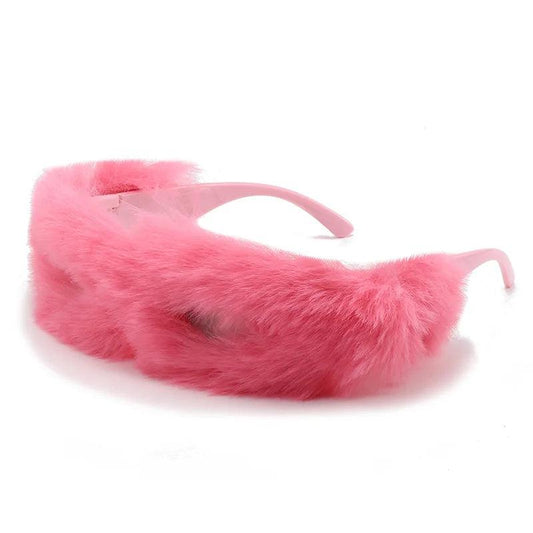 Furry Funky Wrap Around Sunglasses Sunglasses - The Burner Shop