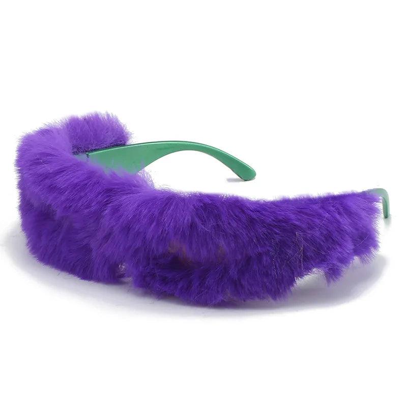Furry Funky Wrap Around Sunglasses Sunglasses - The Burner Shop