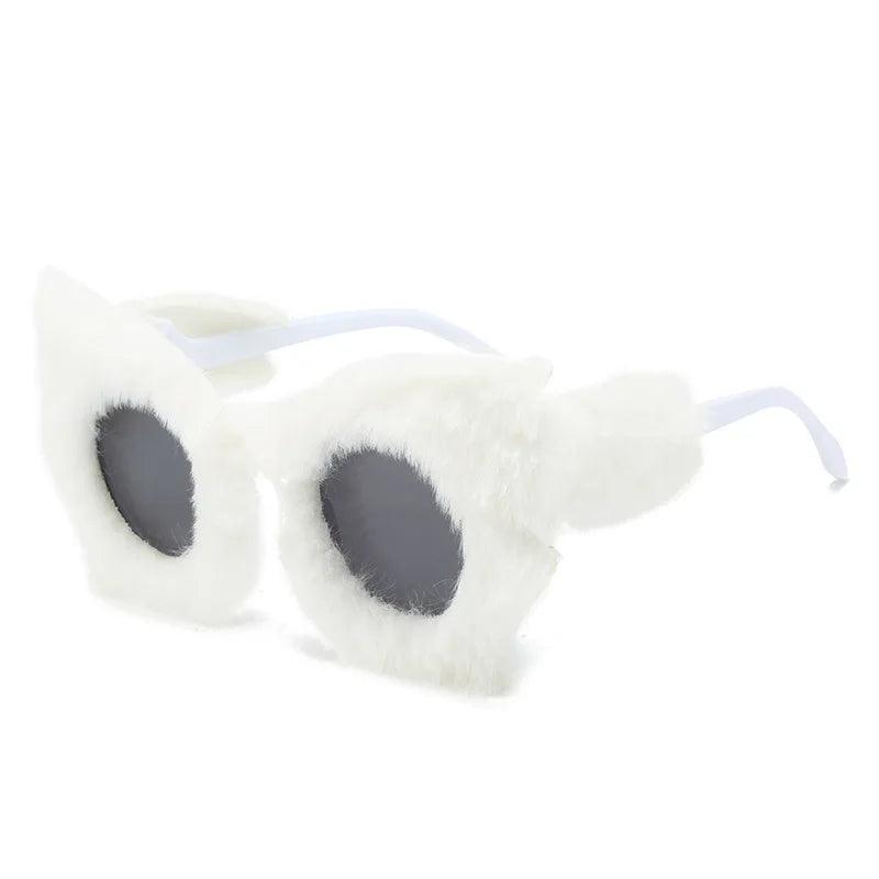 Fuzzy Cat Eye Sunglasses Sunglasses - The Burner Shop