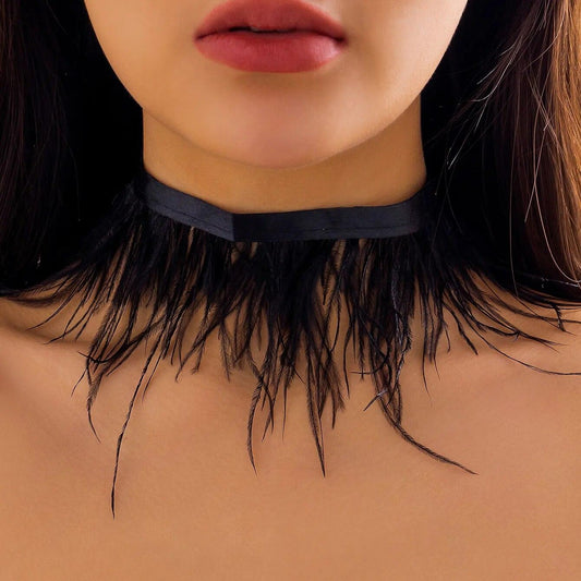 Gothic Black Feather Choker Choker - The Burner Shop