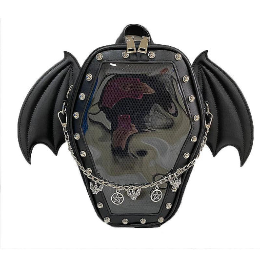 Gothic Casket with Bat Wings Backpack Backpacks - The Burner Shop