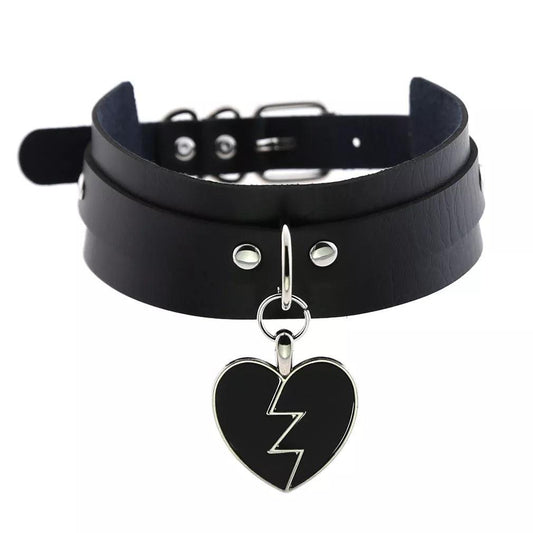 Gothic Leather Chokers - All Black Set Choker - The Burner Shop