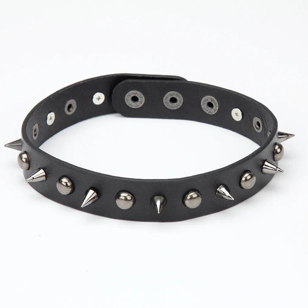 Gothic Leather Chokers - All Black Set Choker - The Burner Shop