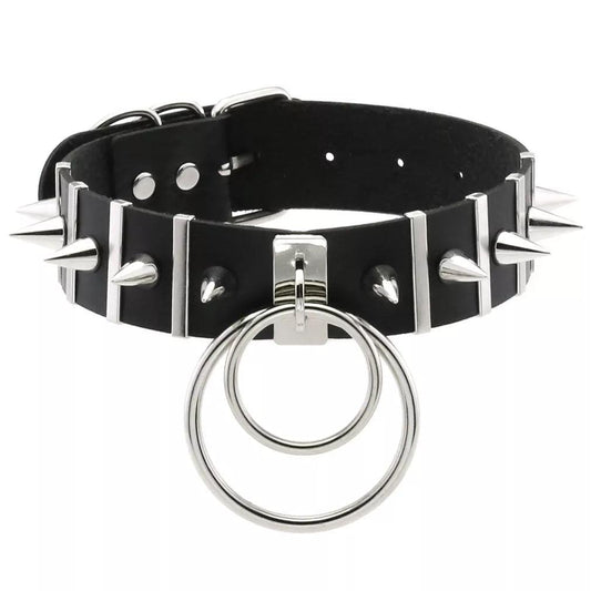 Gothic Leather Chokers - Black Set Choker - The Burner Shop