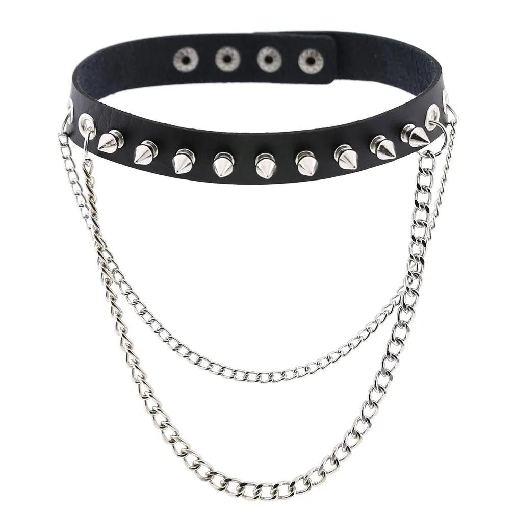 Gothic Leather Chokers - Black Set Choker - The Burner Shop