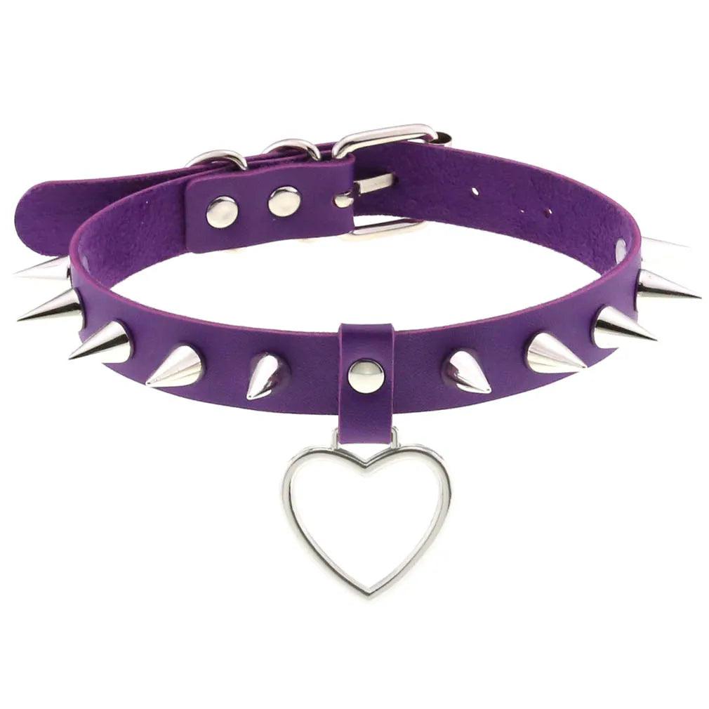 Gothic Leather Chokers - Purple Set Choker - The Burner Shop