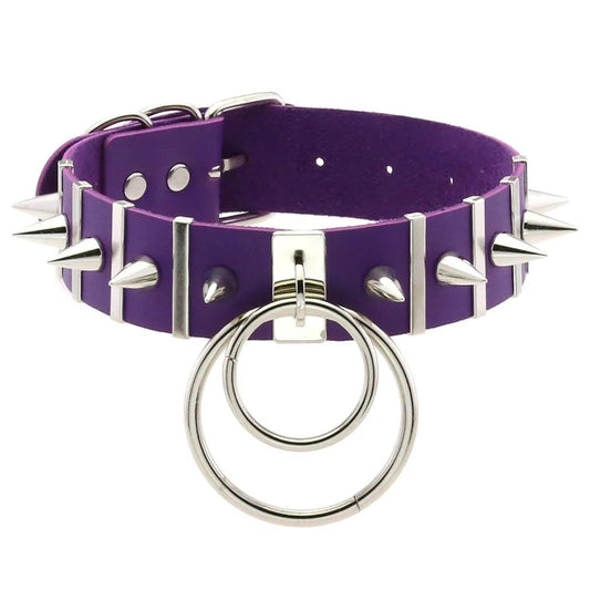 Gothic Leather Chokers - Purple Set Choker - The Burner Shop