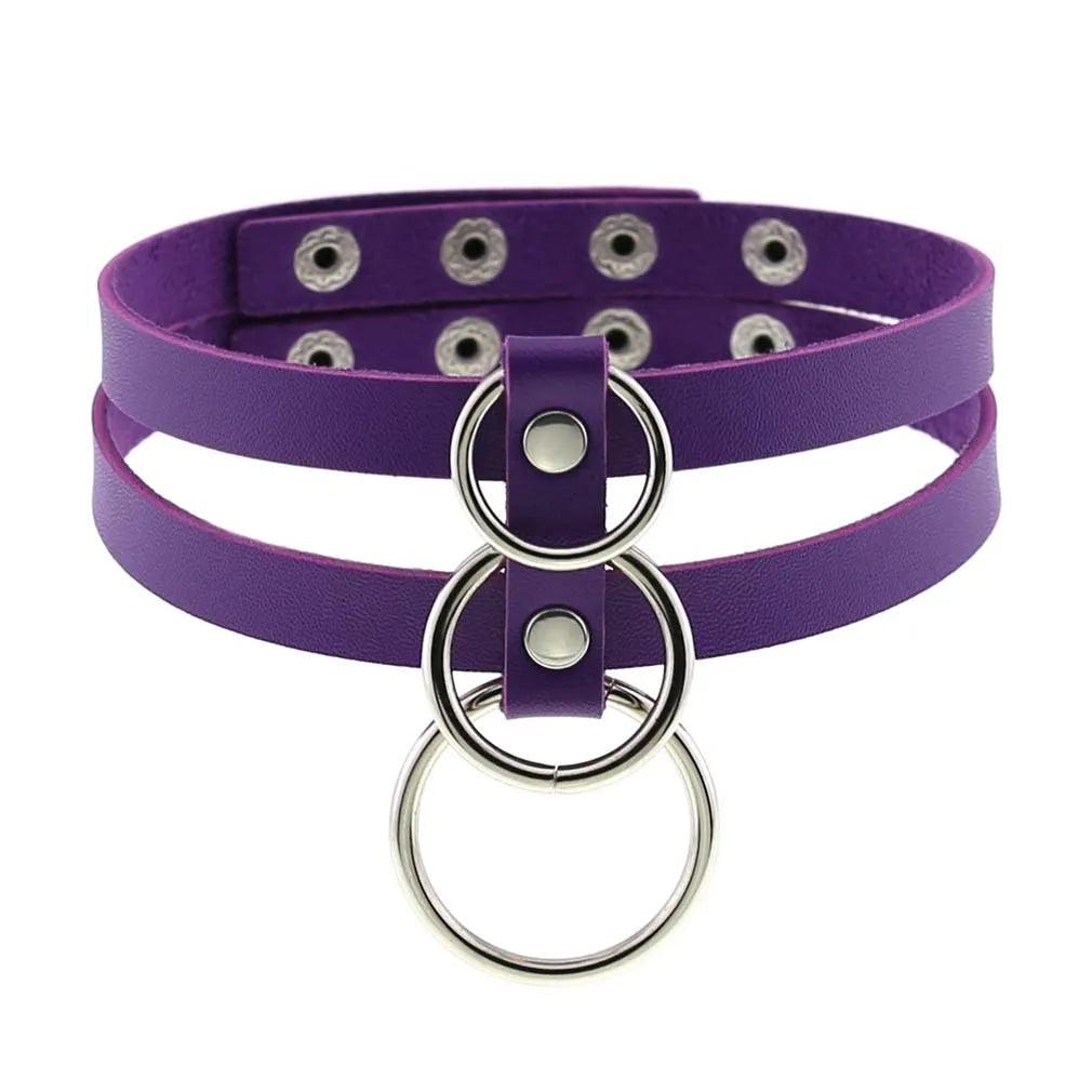 Gothic Leather Chokers - Purple Set Choker - The Burner Shop