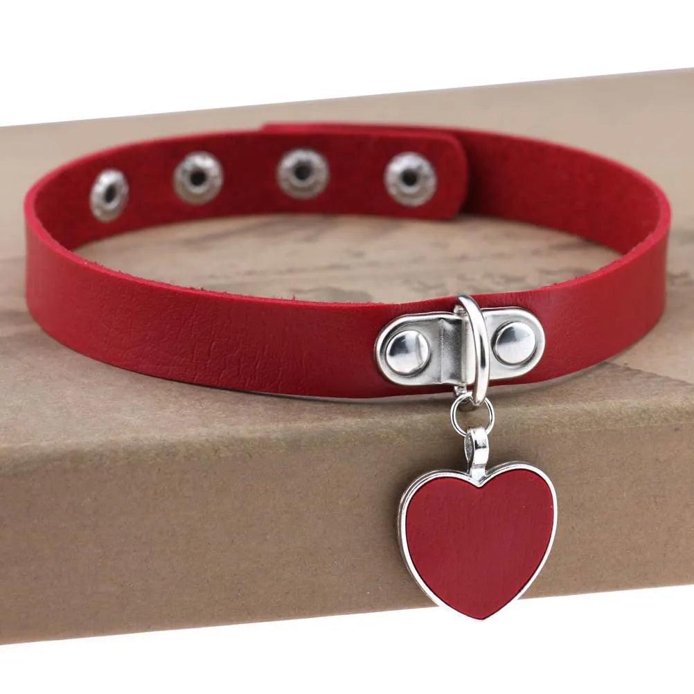 Gothic Leather Chokers - Red Set Choker - The Burner Shop
