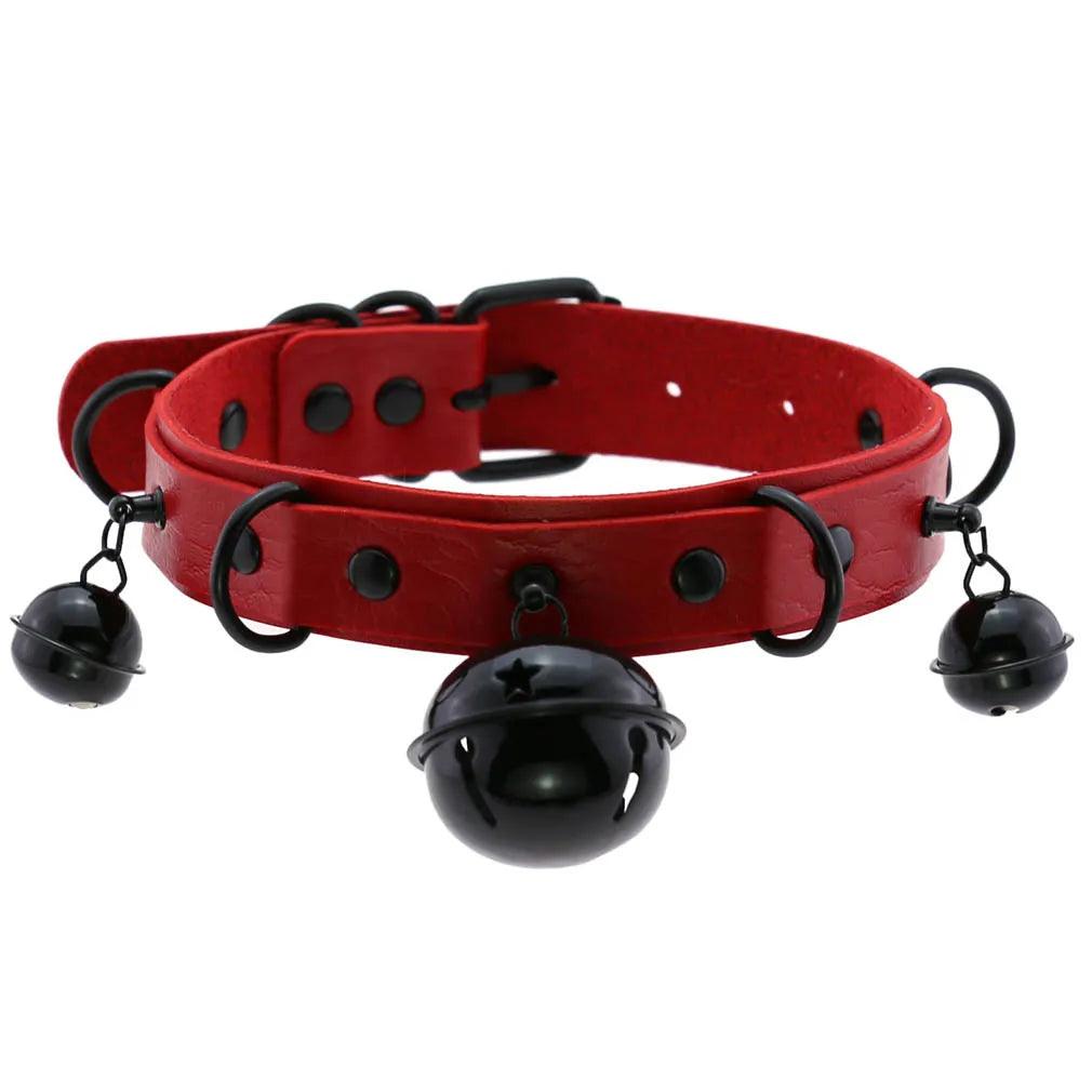 Gothic Leather Chokers - Red Set Choker - The Burner Shop