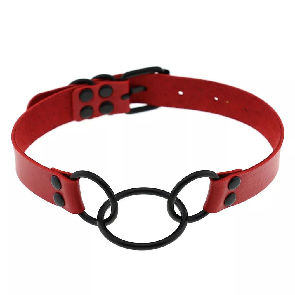 Gothic Leather Chokers - Red Set Choker - The Burner Shop
