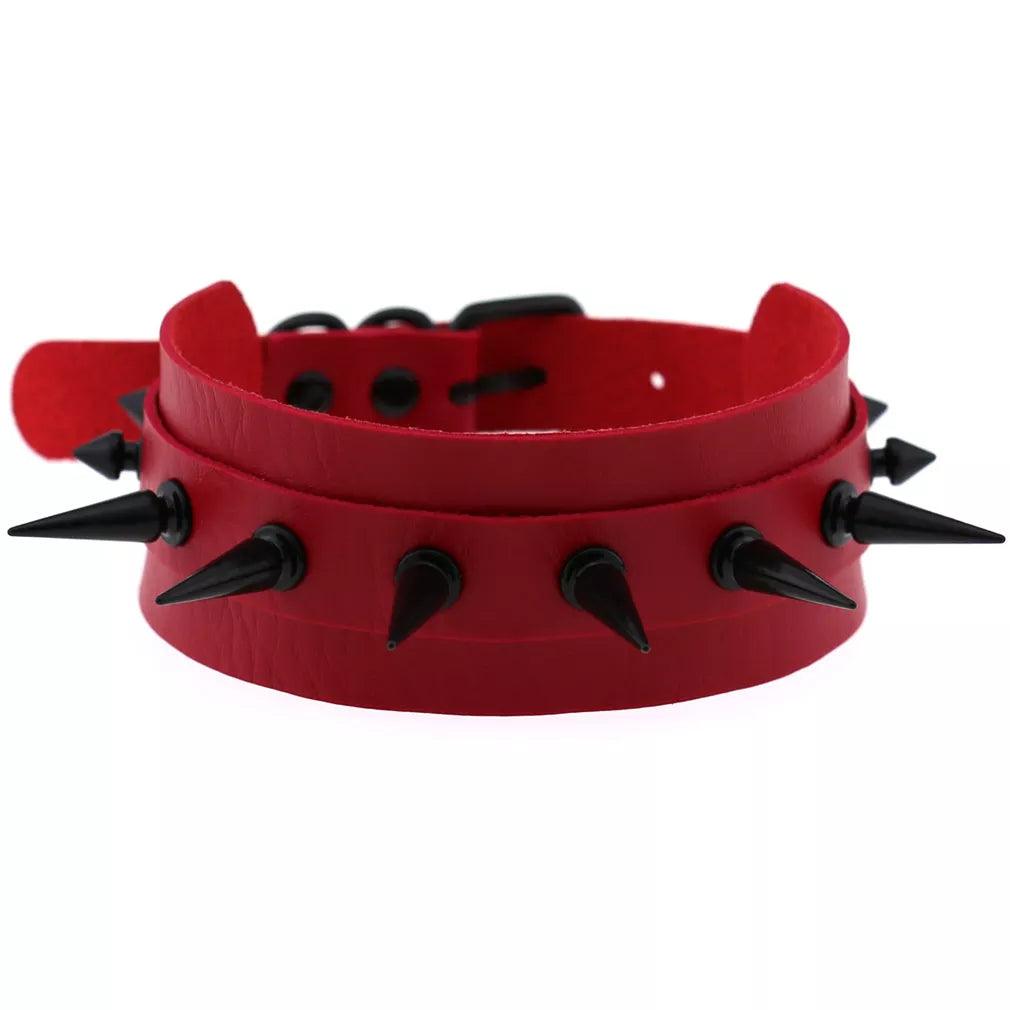 Gothic Leather Chokers - Red Set Choker - The Burner Shop