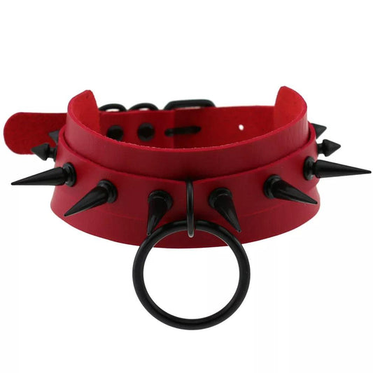 Gothic Leather Chokers - Red Set Choker - The Burner Shop