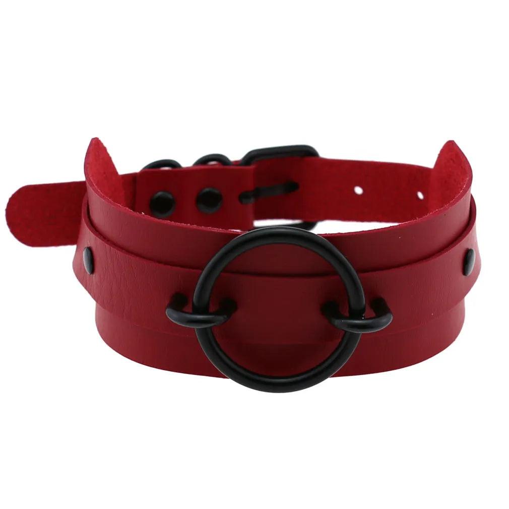 Gothic Leather Chokers - Red Set Choker - The Burner Shop