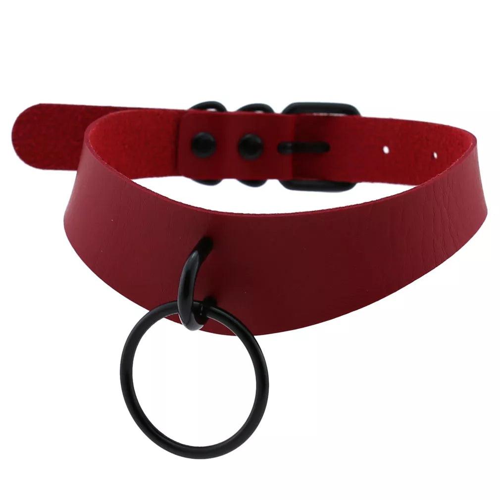 Gothic Leather Chokers - Red Set Choker - The Burner Shop