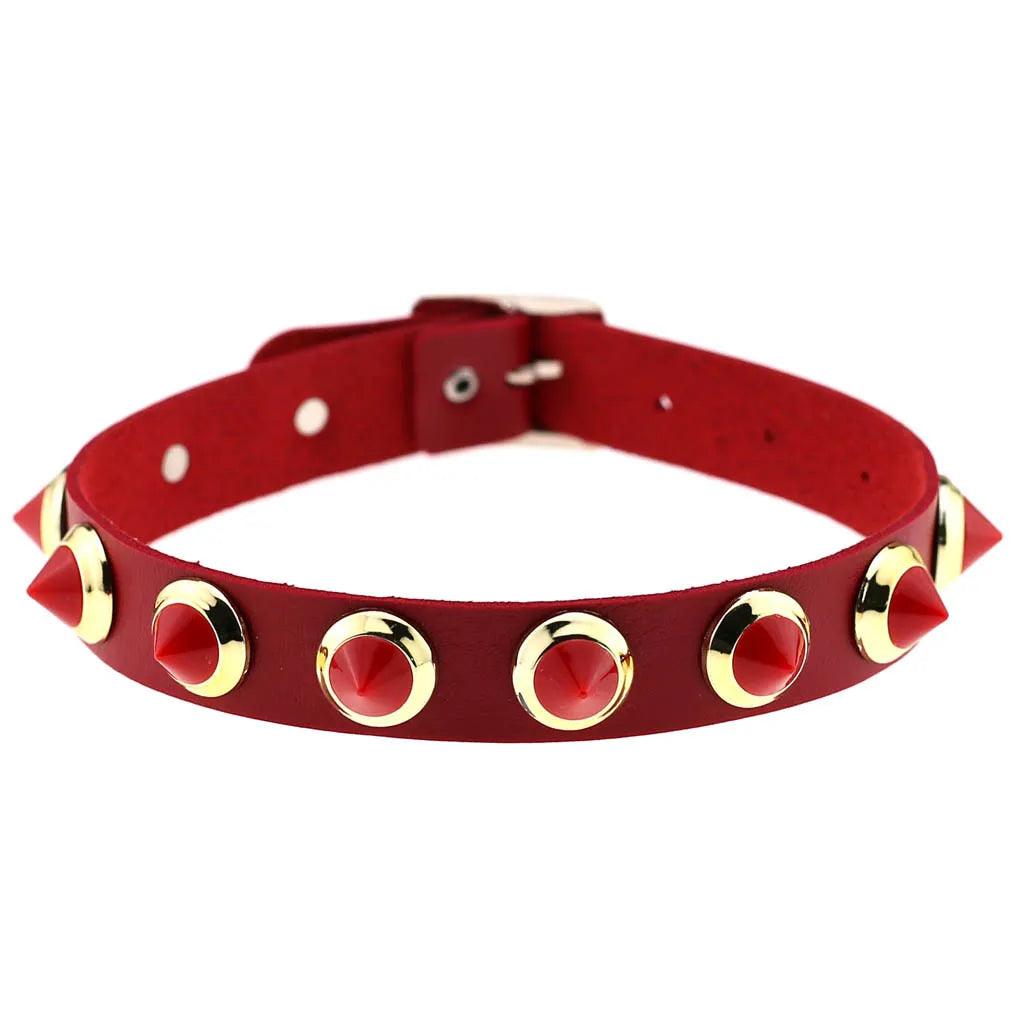 Gothic Leather Chokers - Red Set Choker - The Burner Shop