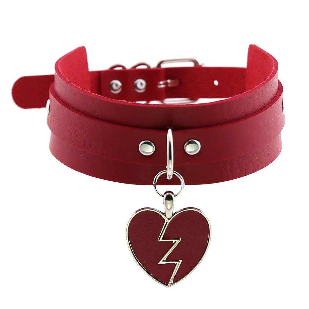 Gothic Leather Chokers - Red Set Choker - The Burner Shop