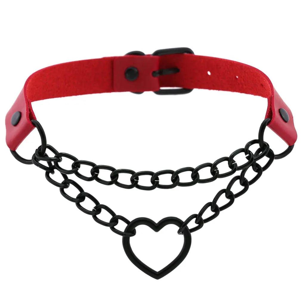 Gothic Leather Chokers - Red Set Choker - The Burner Shop