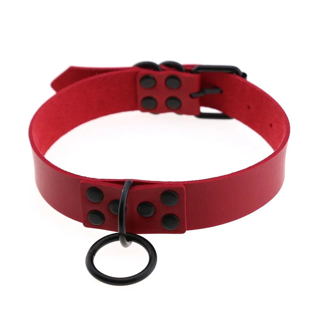 Gothic Leather Chokers - Red Set Choker - The Burner Shop
