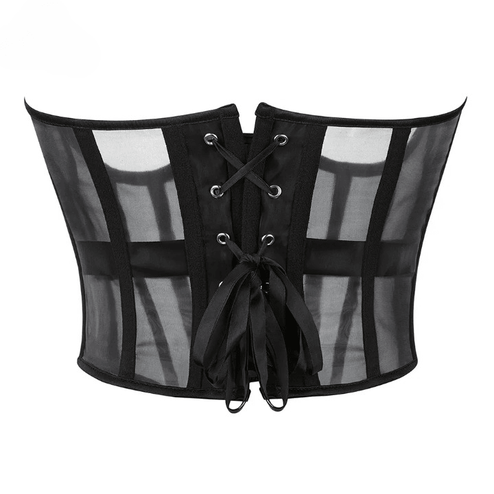 Gothic Mesh Zip up Corset Top Corsets - The Burner Shop