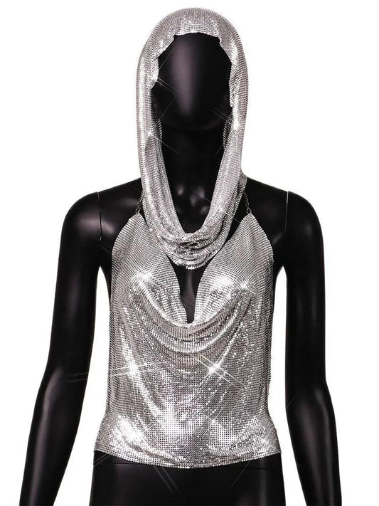 Shiny Metallic Sequin Top Tops - The Burner Shop