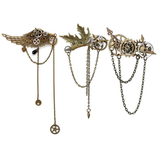 Steampunk Gear & Chains Hair Clips Hair Accessory - The Burner Shop