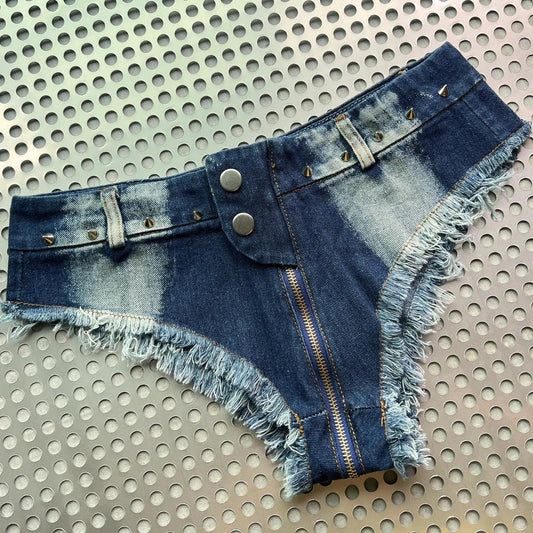 Super Low Waisted Denim Short Shorts - The Burner Shop