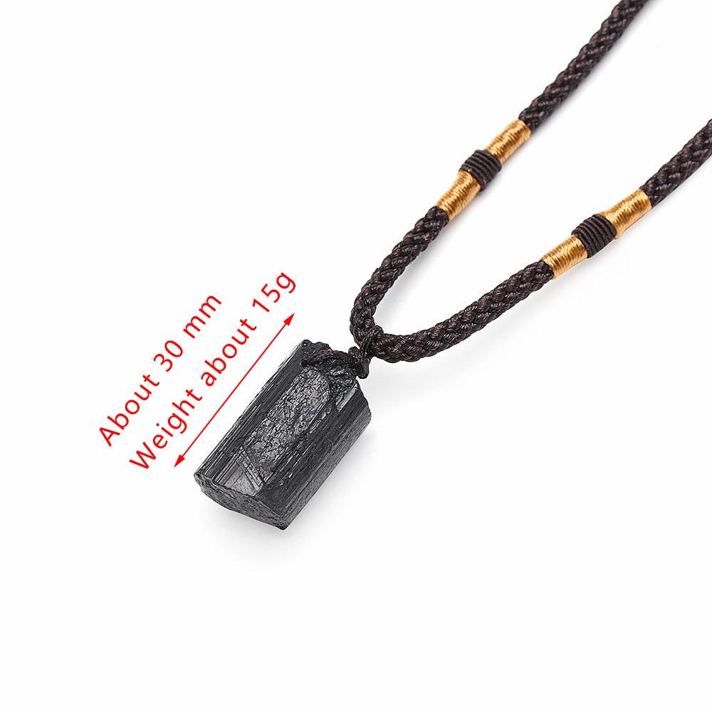 Black Tourmaline Healing Stone Pendant Necklace Necklaces - The Burner Shop