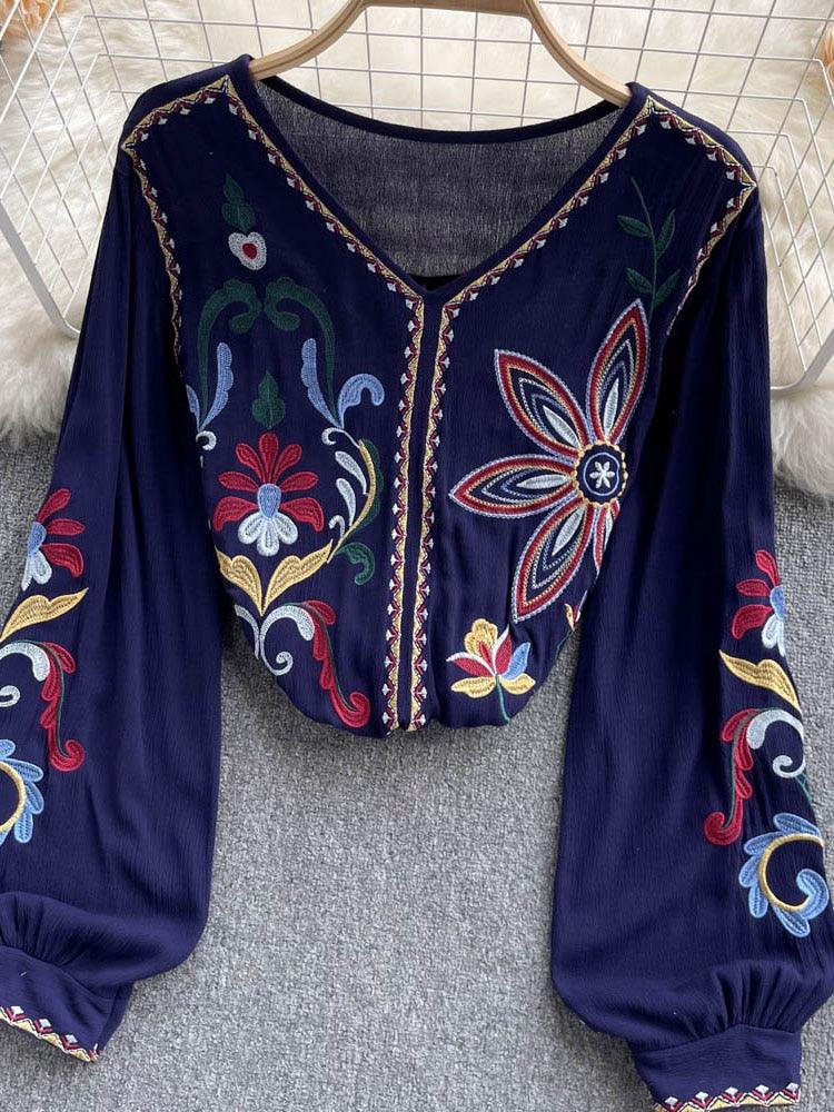 Bohemian Embroidered Blouse Tops - The Burner Shop