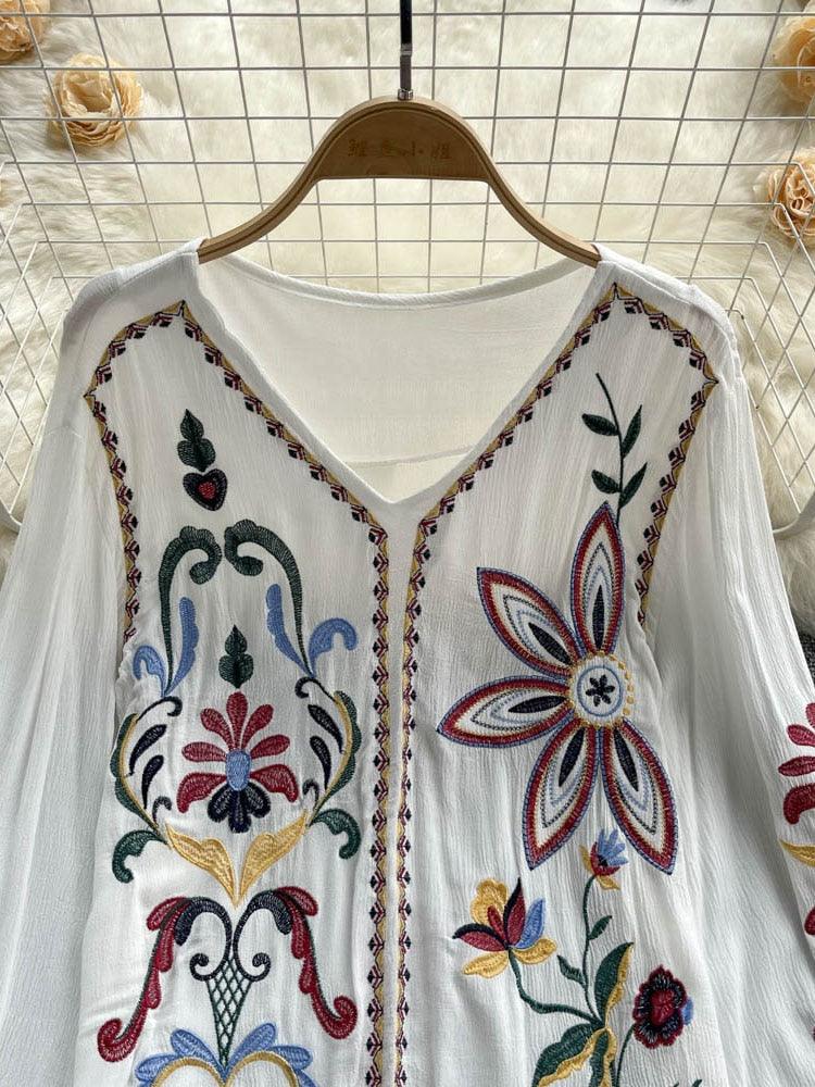 Bohemian Embroidered Blouse Tops - The Burner Shop