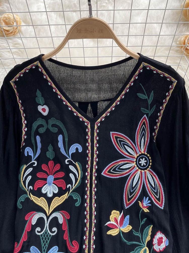 Bohemian Embroidered Blouse Tops - The Burner Shop