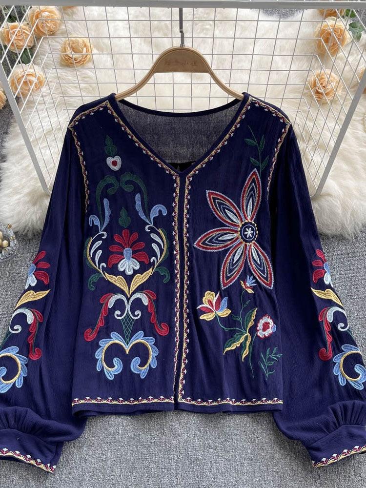 Bohemian Embroidered Blouse Tops - The Burner Shop