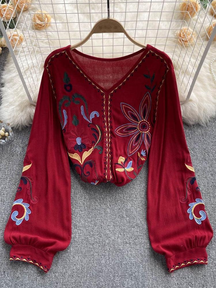 Bohemian Embroidered Blouse Tops - The Burner Shop